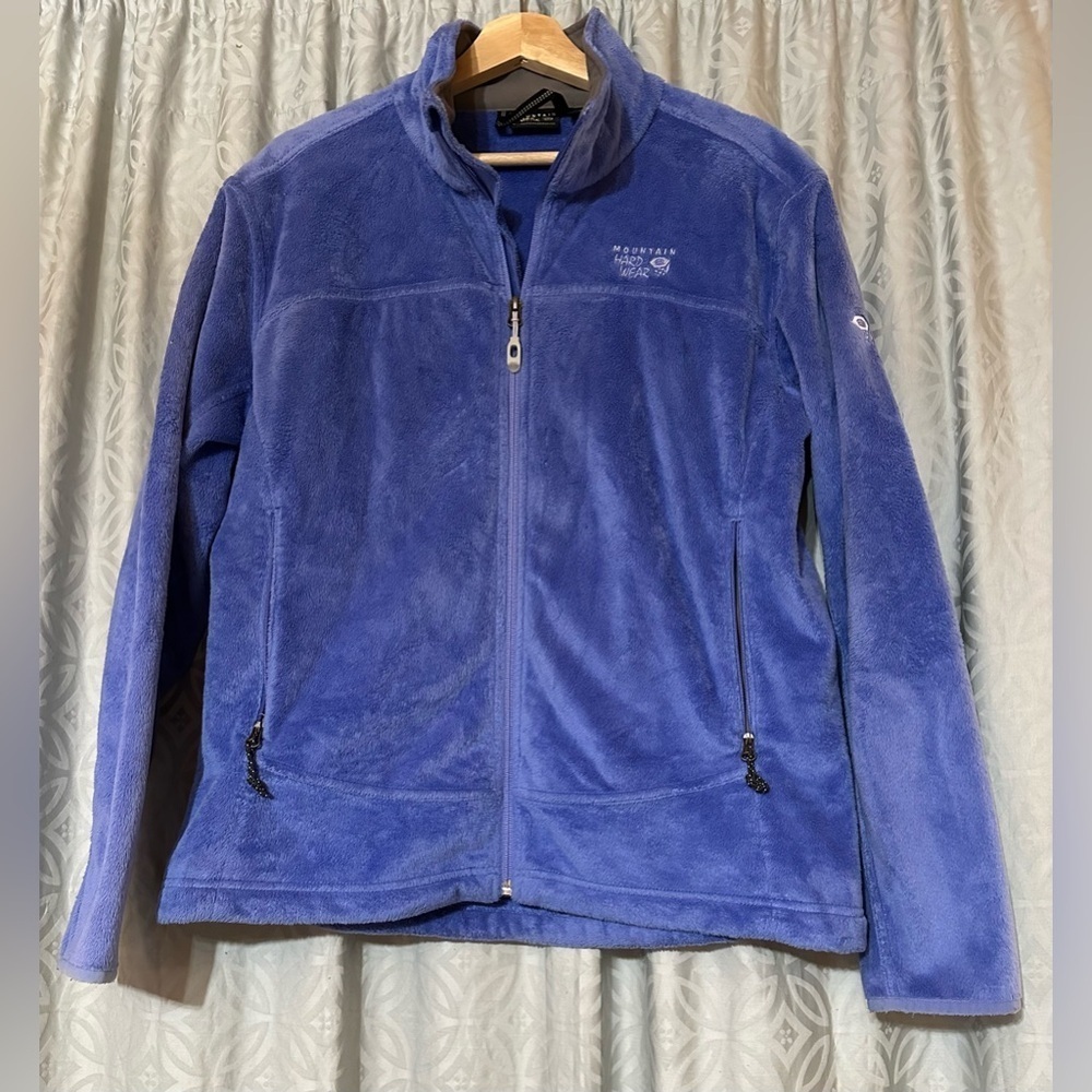 Mountain Hardwear Women’s L Spell Out Fuzzy Shag Fleece Full Zip Jacket Purple